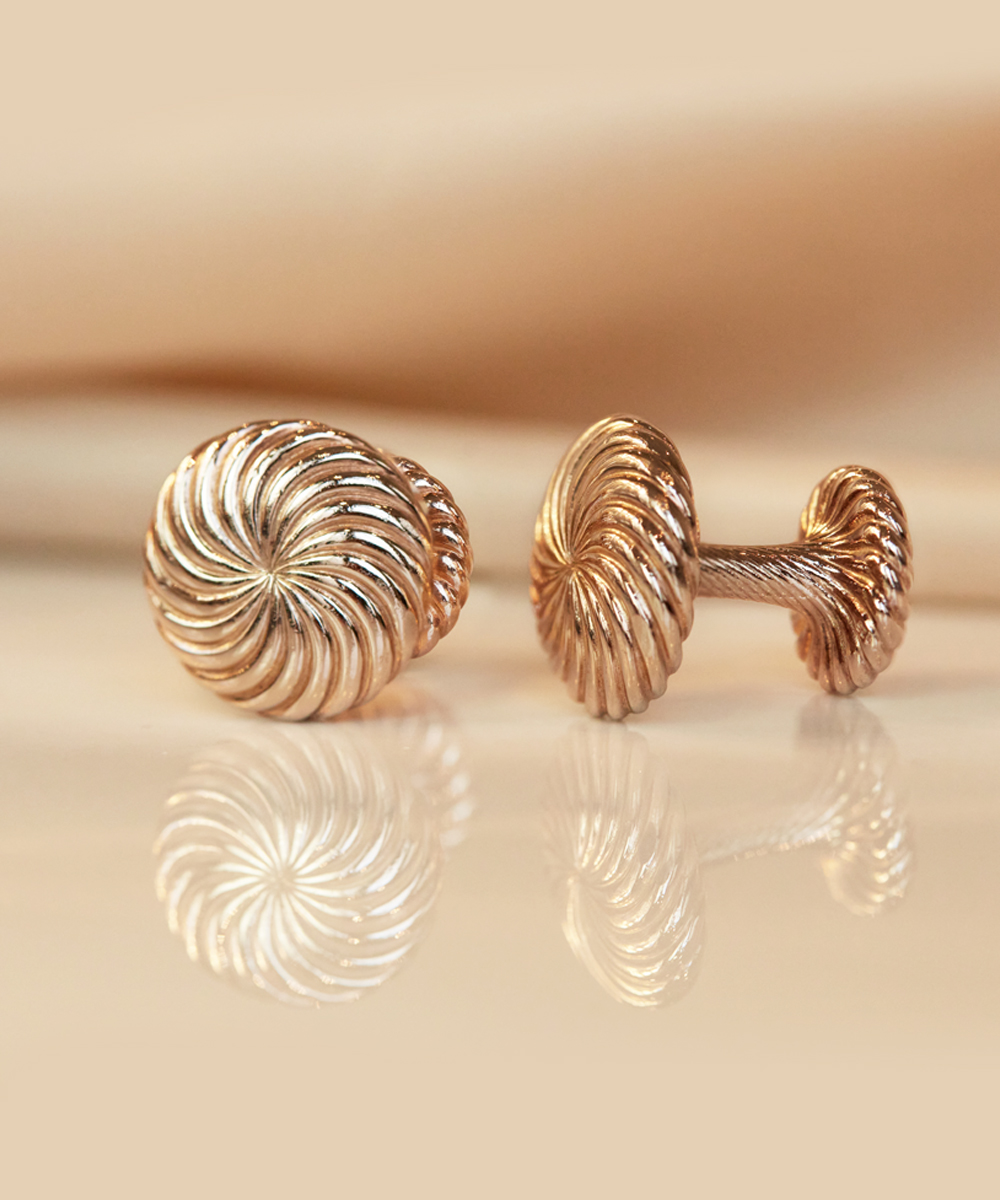 Andrew Geoghegan Rose Gold Cannele Twist Cufflinks