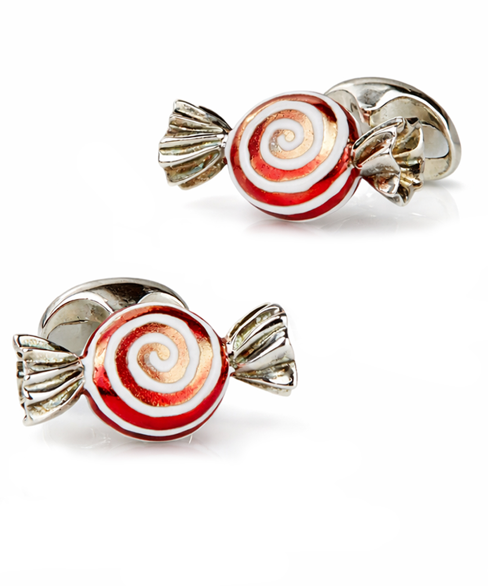 Deakin & Francis Sterling Silver Red Enamel Sweetie Cufflinks