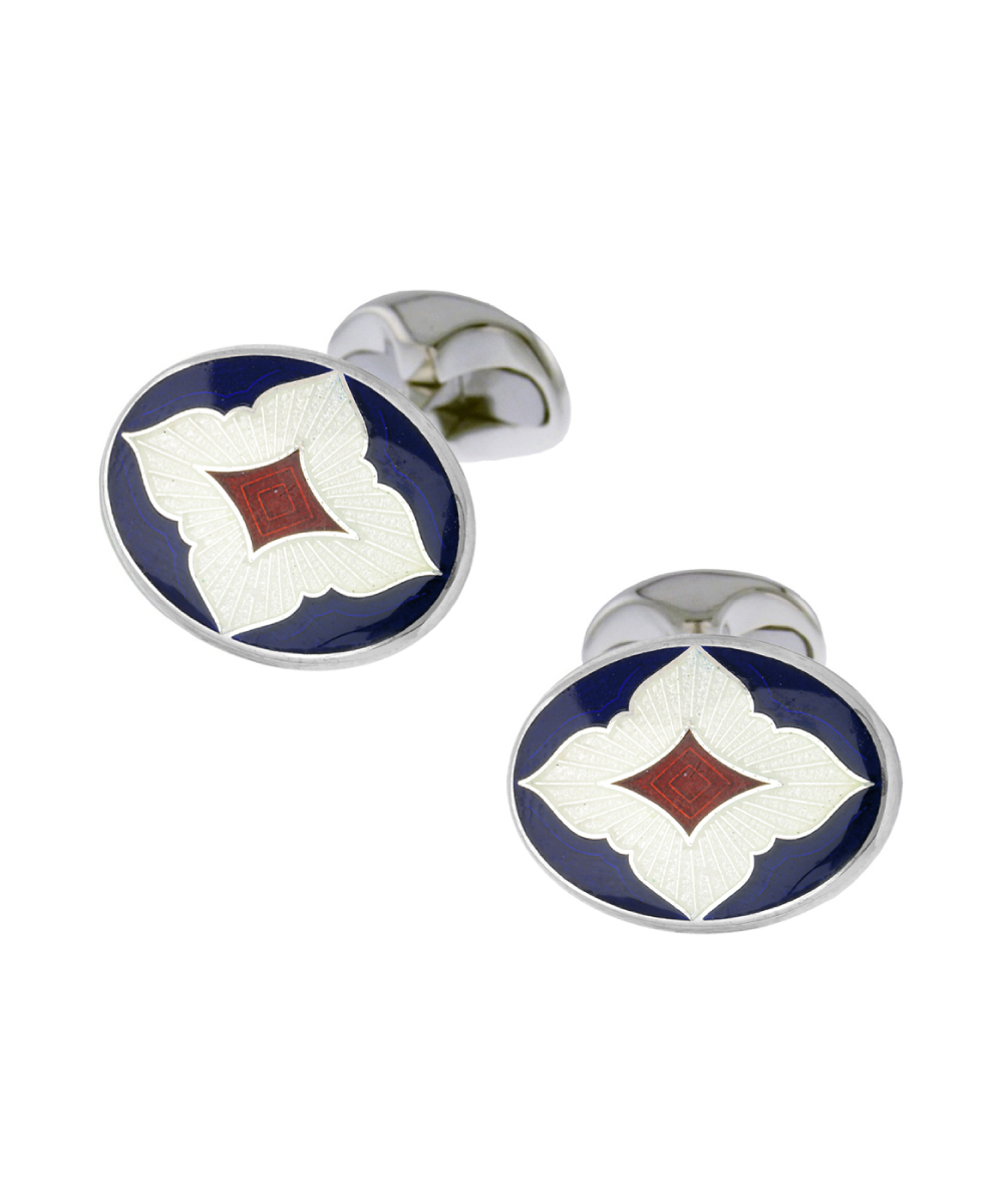 Deakin & Francis Red & Blue Quatrefoil Cufflinks