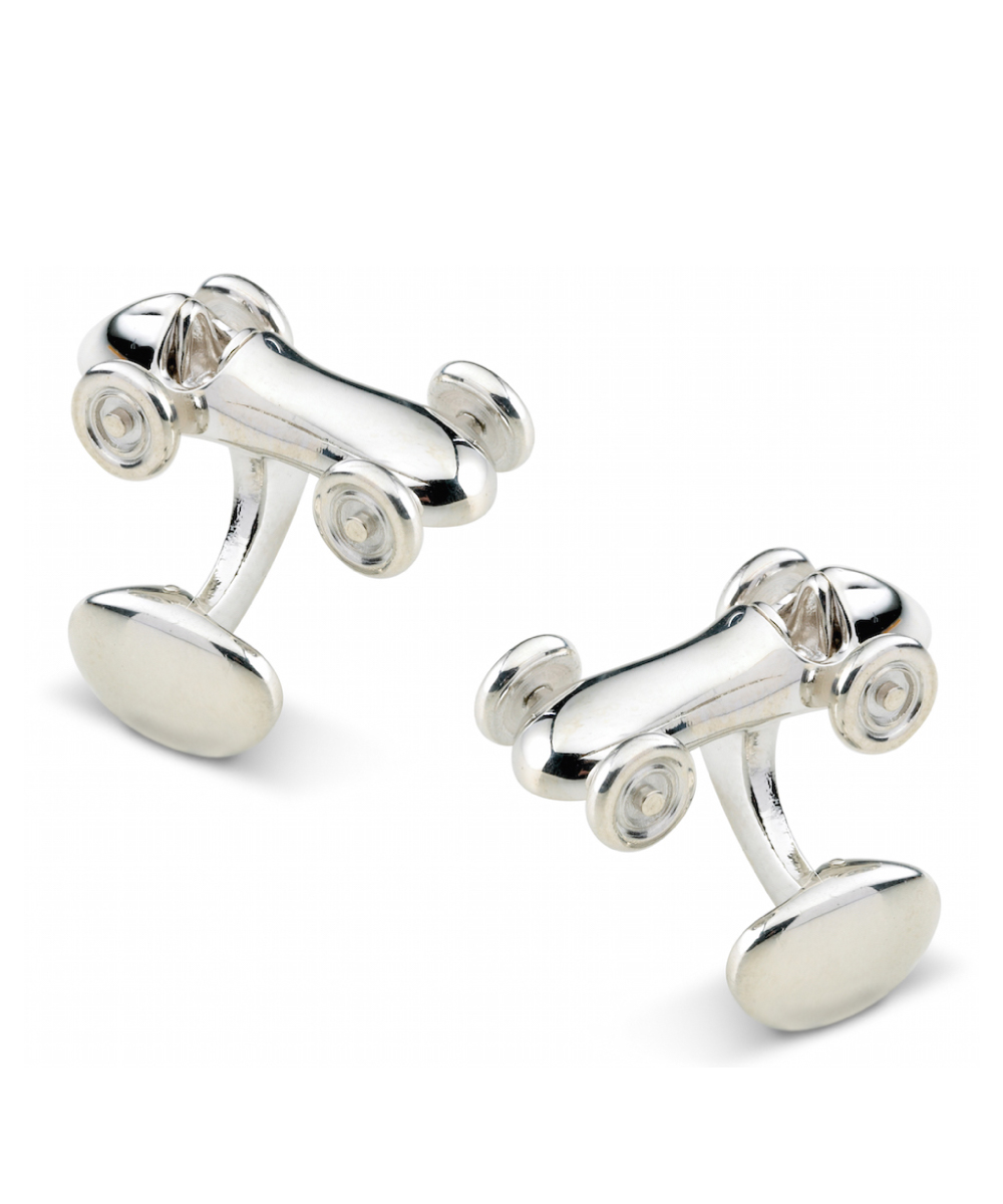 Deakin & Francis Silver Racing Car Cufflinks