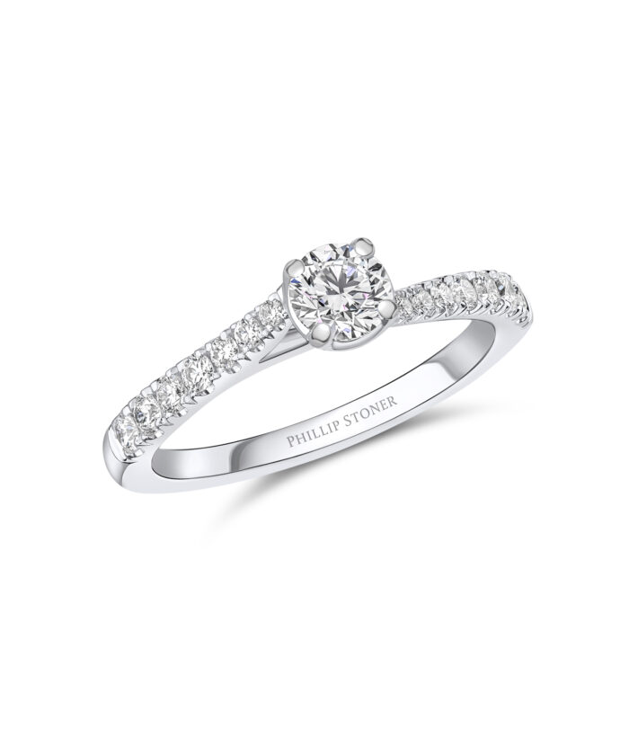 0.40ct Round Brilliant Cut Diamond Twist Engagement Ring - Phillip Stoner The Jeweller