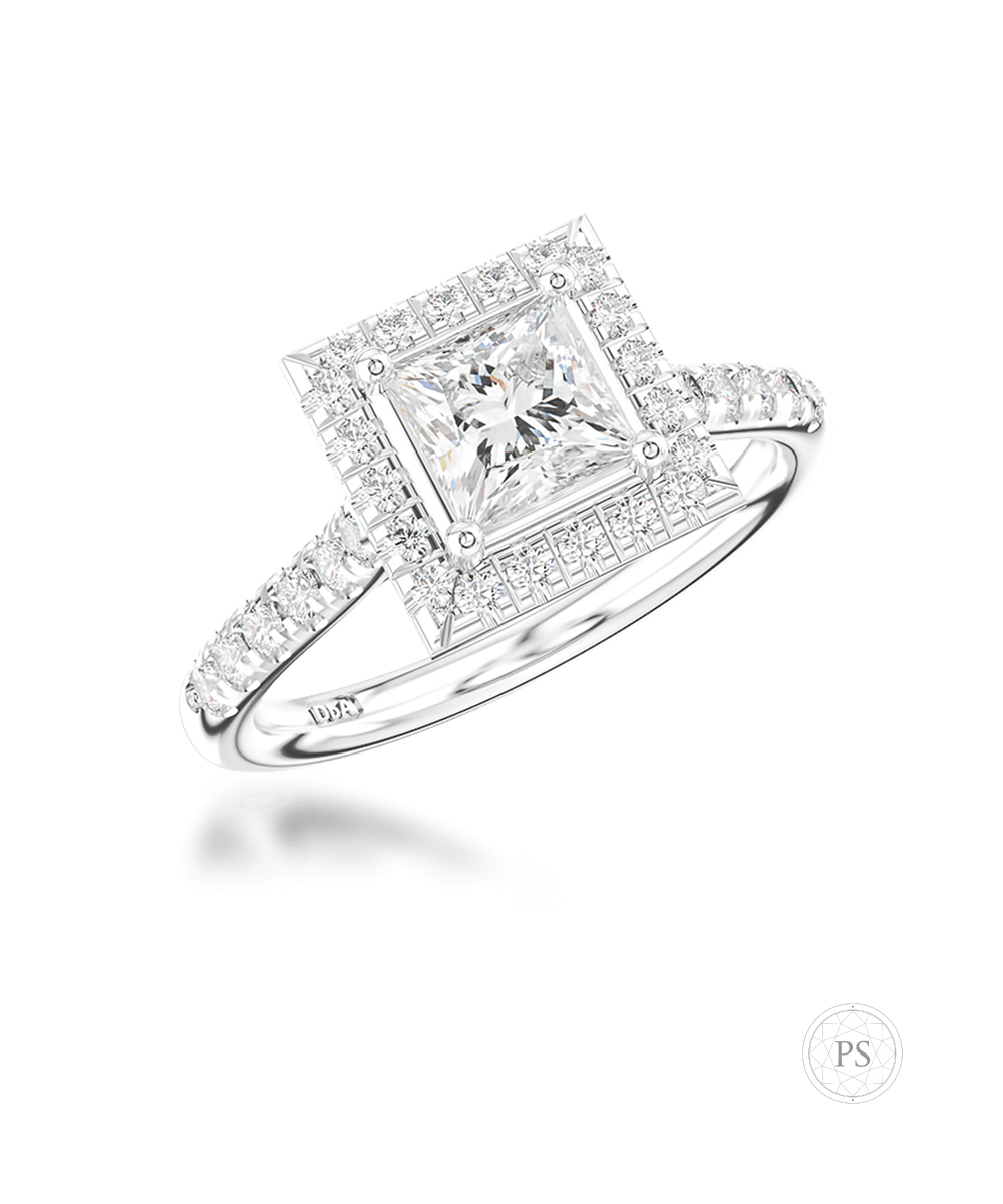 0.50ct Princess Cut Platinum Halo Ring