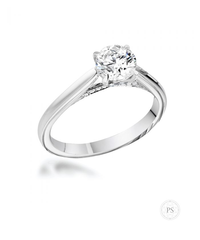 0.50ct Round Brilliant Cut Diamond Solitaire Engagement Ring with Diamond Bridge