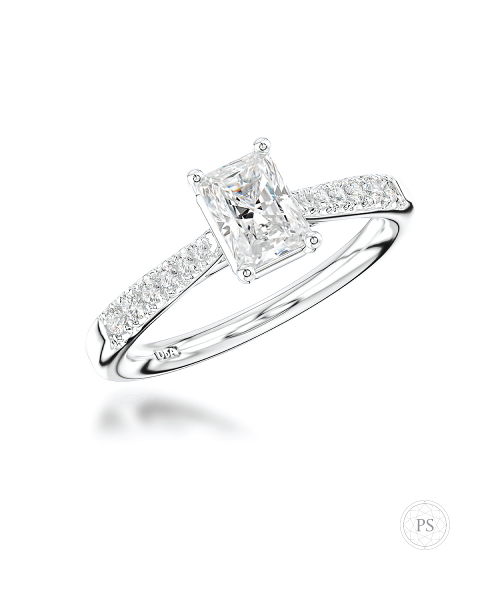 0.70ct Radiant Cut Diamond Scallop Solitaire Ring