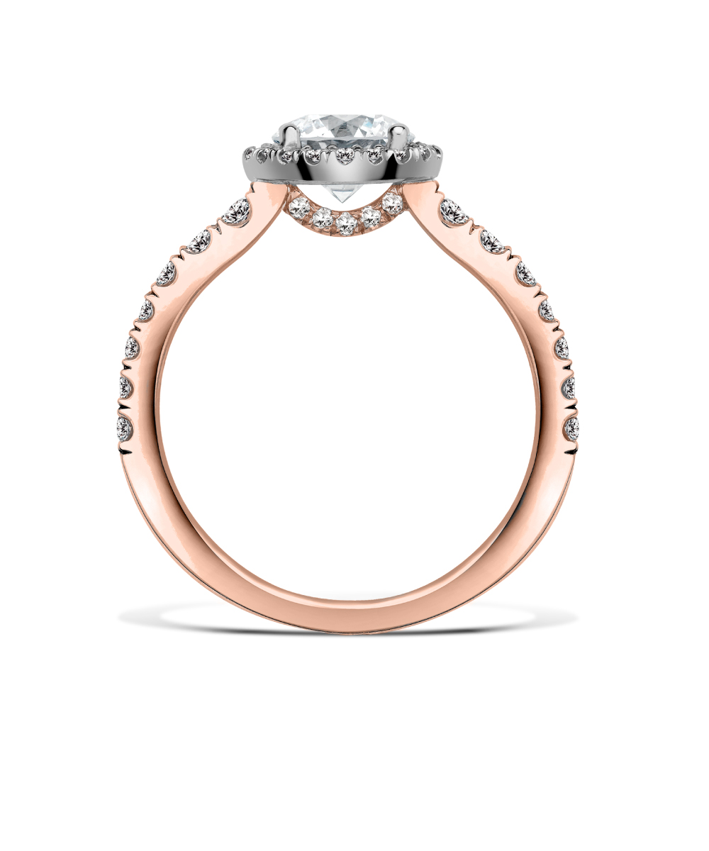 18ct & Platinum Rose Gold Thea Halo Engagement Ring