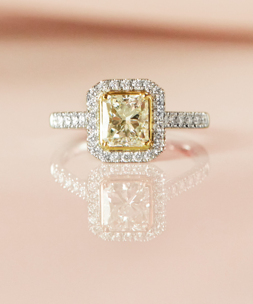 1ct Radiant Diamond Platinum & Gold Engagement Ring