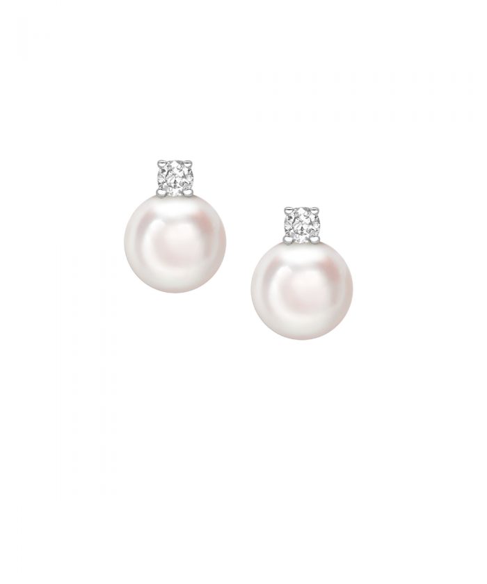 Akoya Pearl & Diamond Stud Earrings