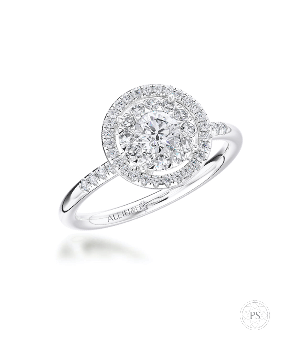 Allium Illusion Set Diamond Halo Ring