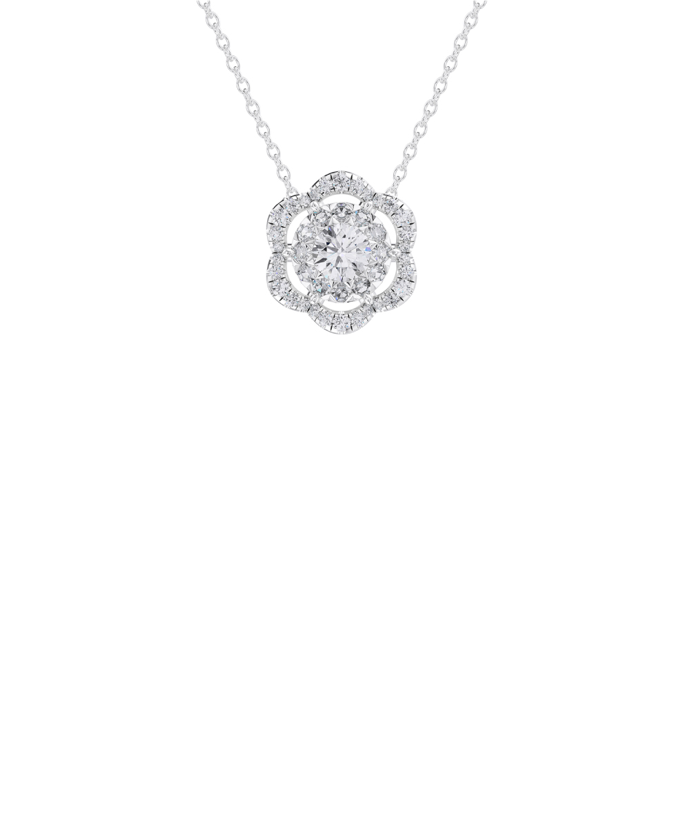 Allium Platinum Diamond Flower Pendant