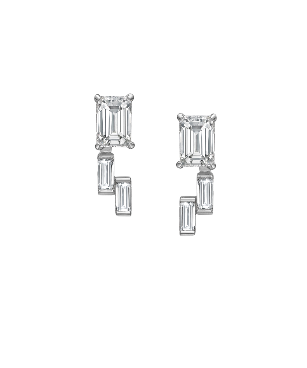 Ava Emerald Cut Diamond Earrings, Exclusive to Phillip Stoner in Leeds & Manchester