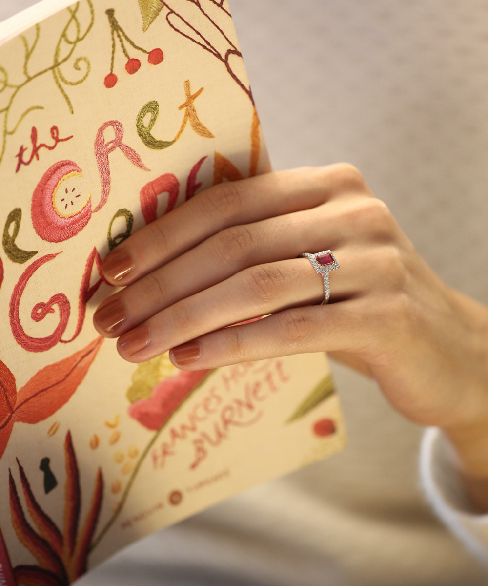 Baguette Ruby & Diamond Engagement Ring
