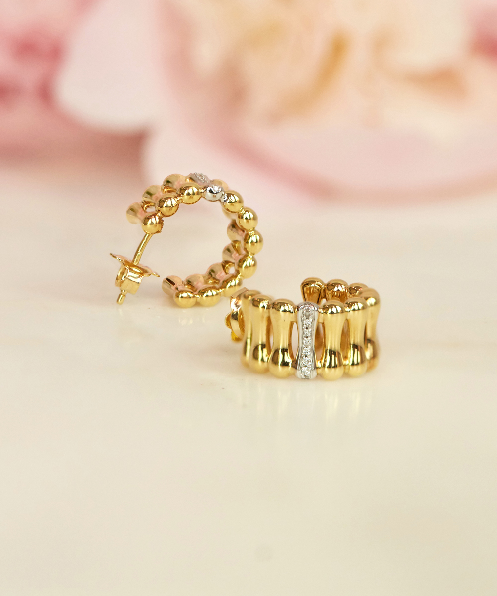 Chimento Gold Bamboo Over Hoop Earrings