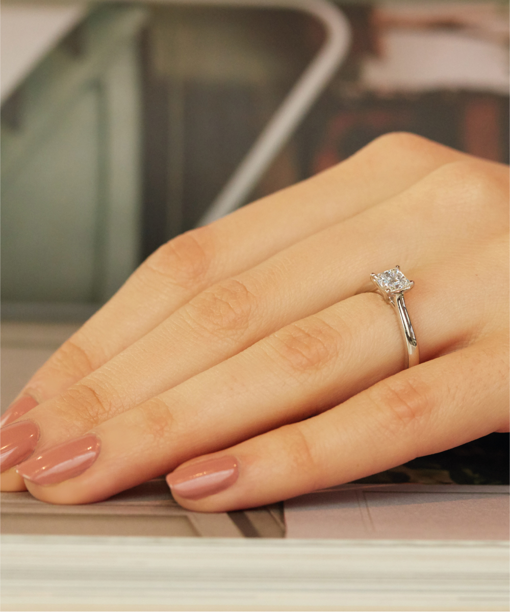Classic 0.70ct Princess Cut Solitaire Engagement Ring