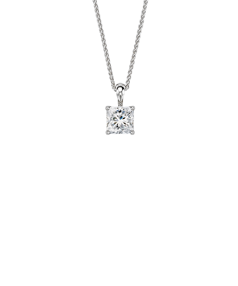 Princess Cut Diamond Solitaire Pendant - Phillip Stoner The Jeweller