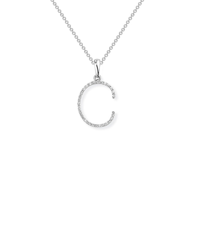 Diamond Letter C Charm Pendant