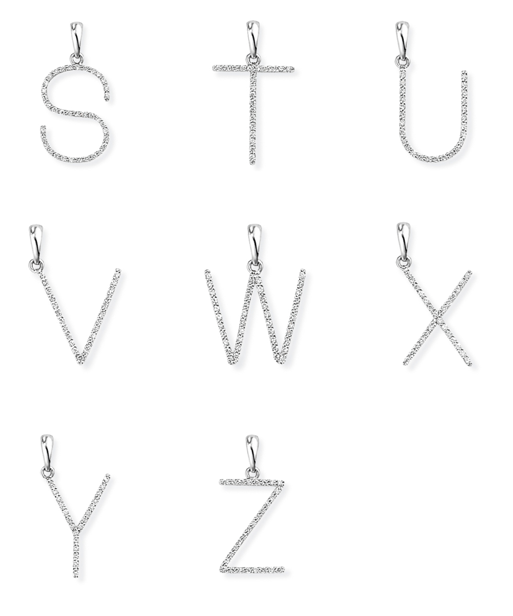 18ct White Gold Diamond Letter Pendants