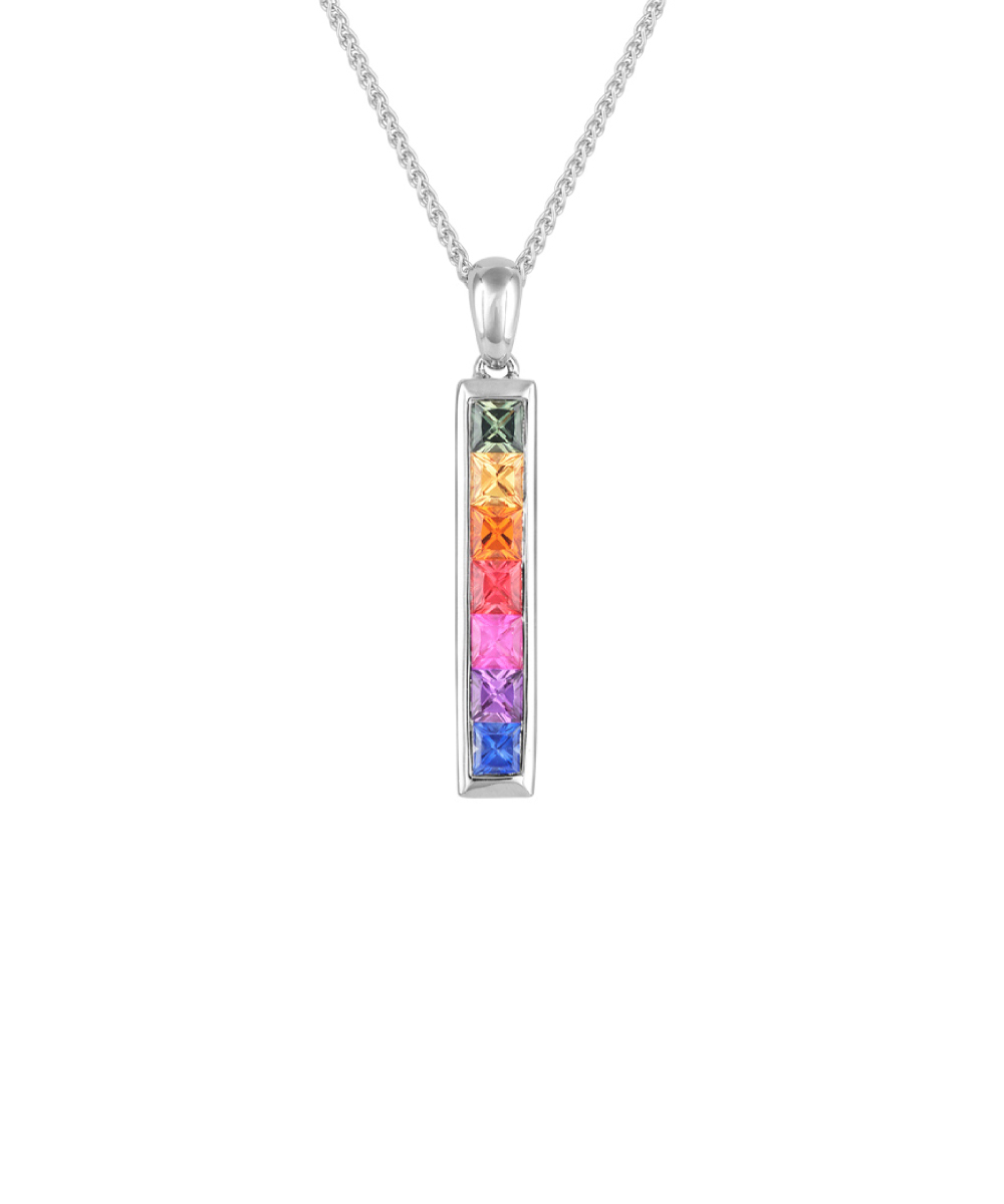 Fancy Sapphire Bar Pendant