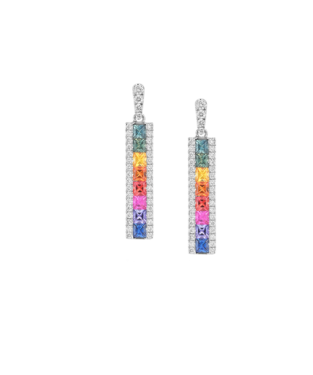 Fancy Sapphire & Diamond Drop Earrings