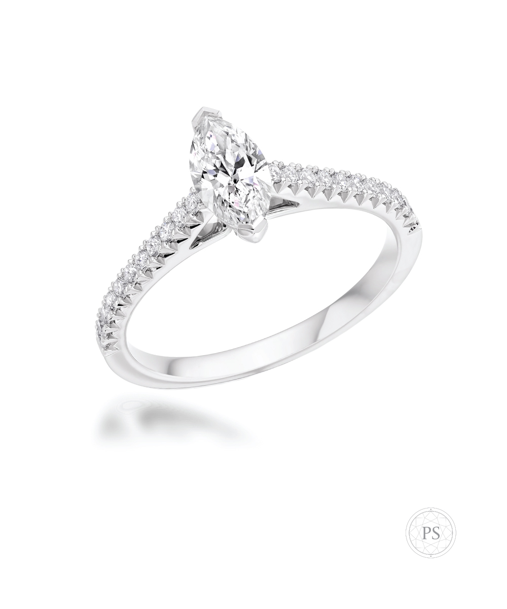 French Cut Marquise Diamond Engagement Ring