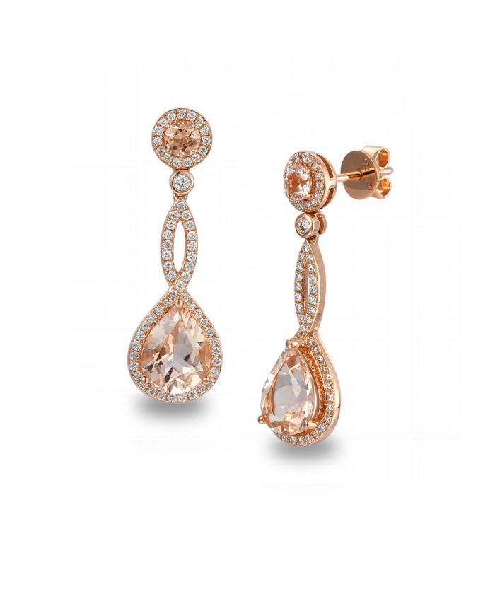 Morganite & Diamond Drop Earrings