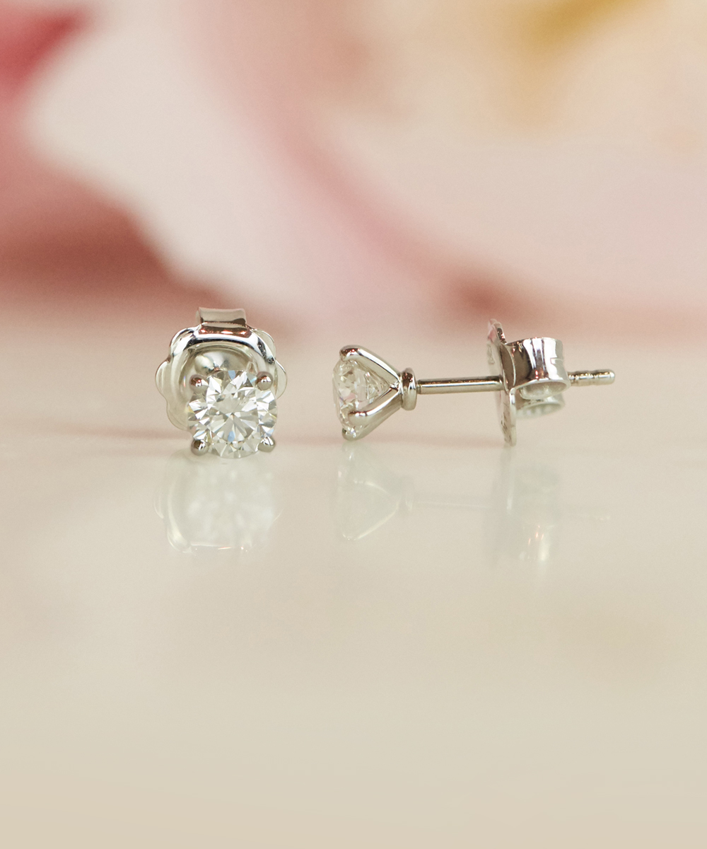 Open Tulip Diamond Stud Earrings