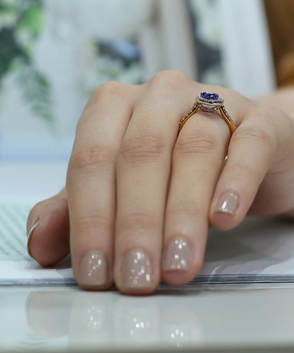 Pear Cut Tanzanite & Diamond Thea Cocktail Ring