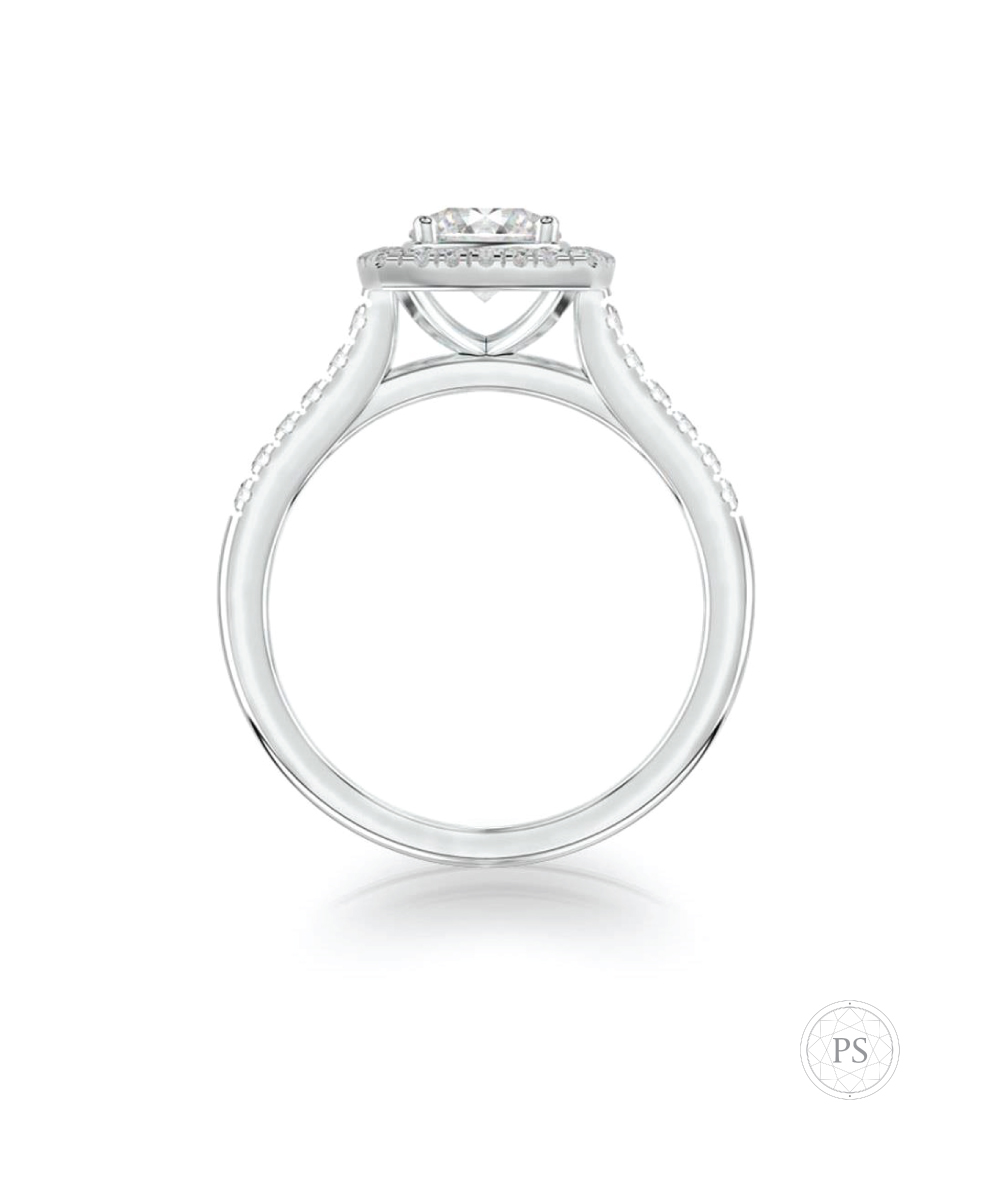 Platinum Cushion Halo Engagement Ring