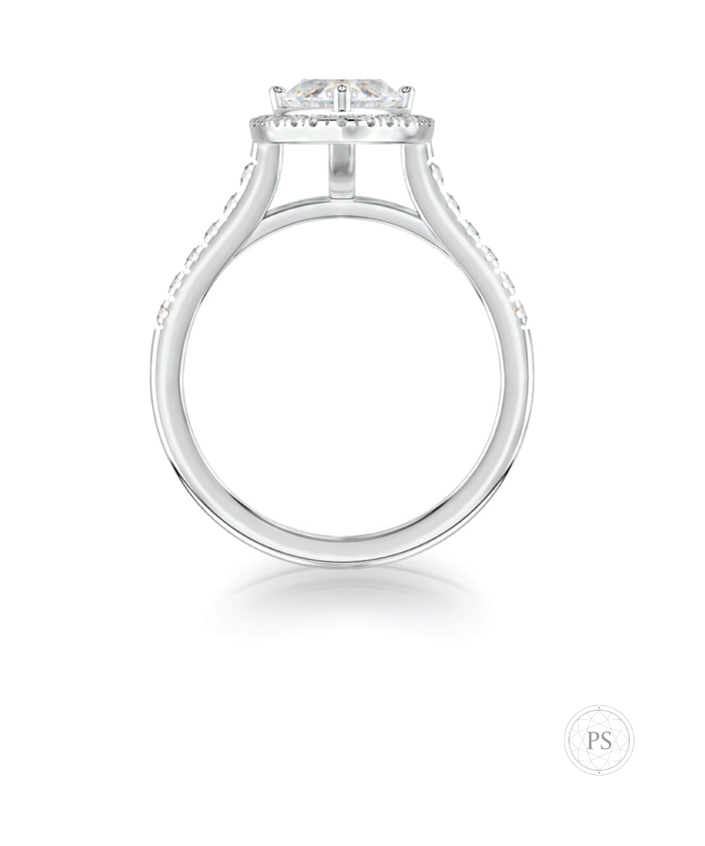 Platinum Marquise Cut Diamond Scallop Halo Ring