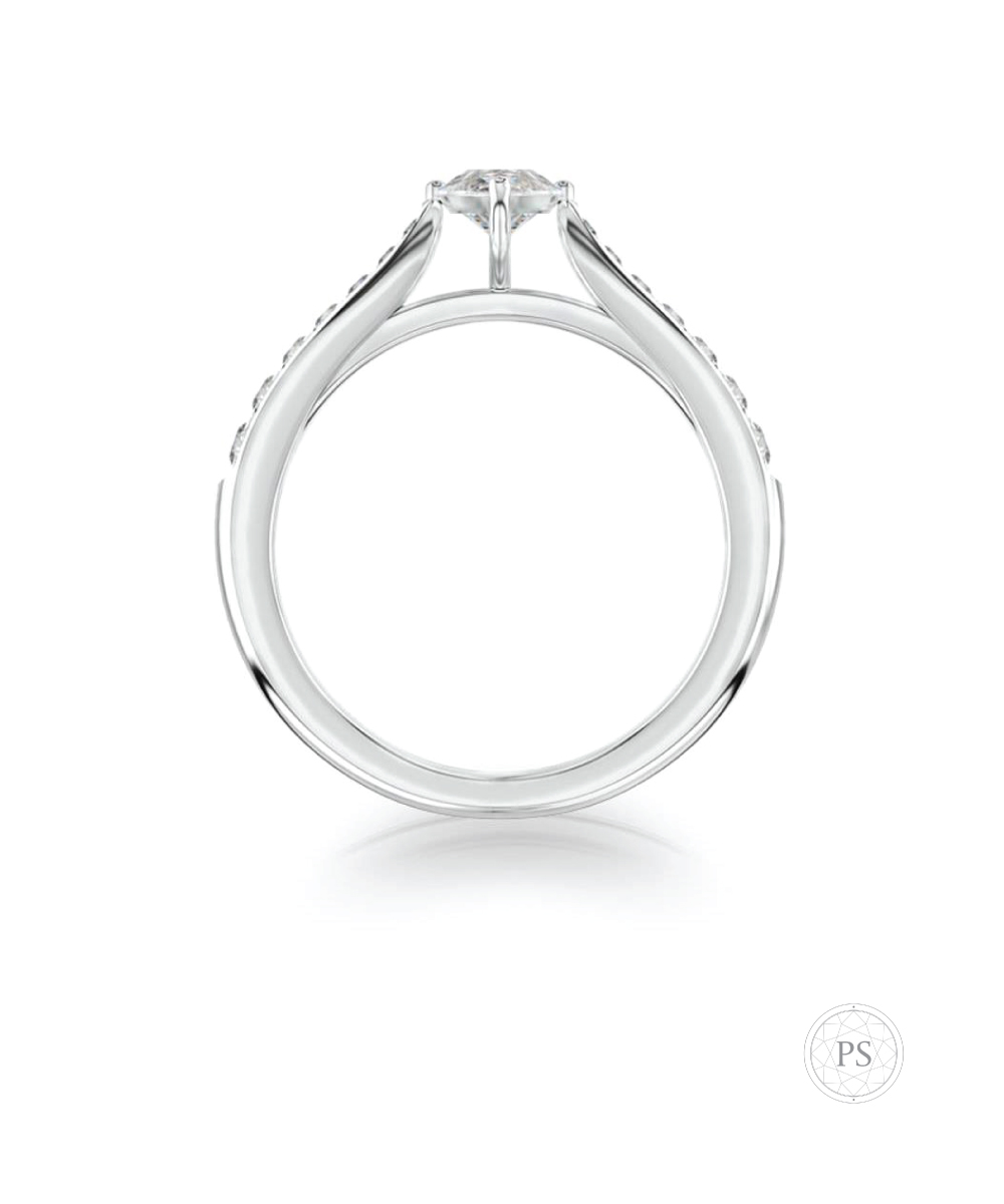 Platinum Marquise Pavé Set Solitaire Ring