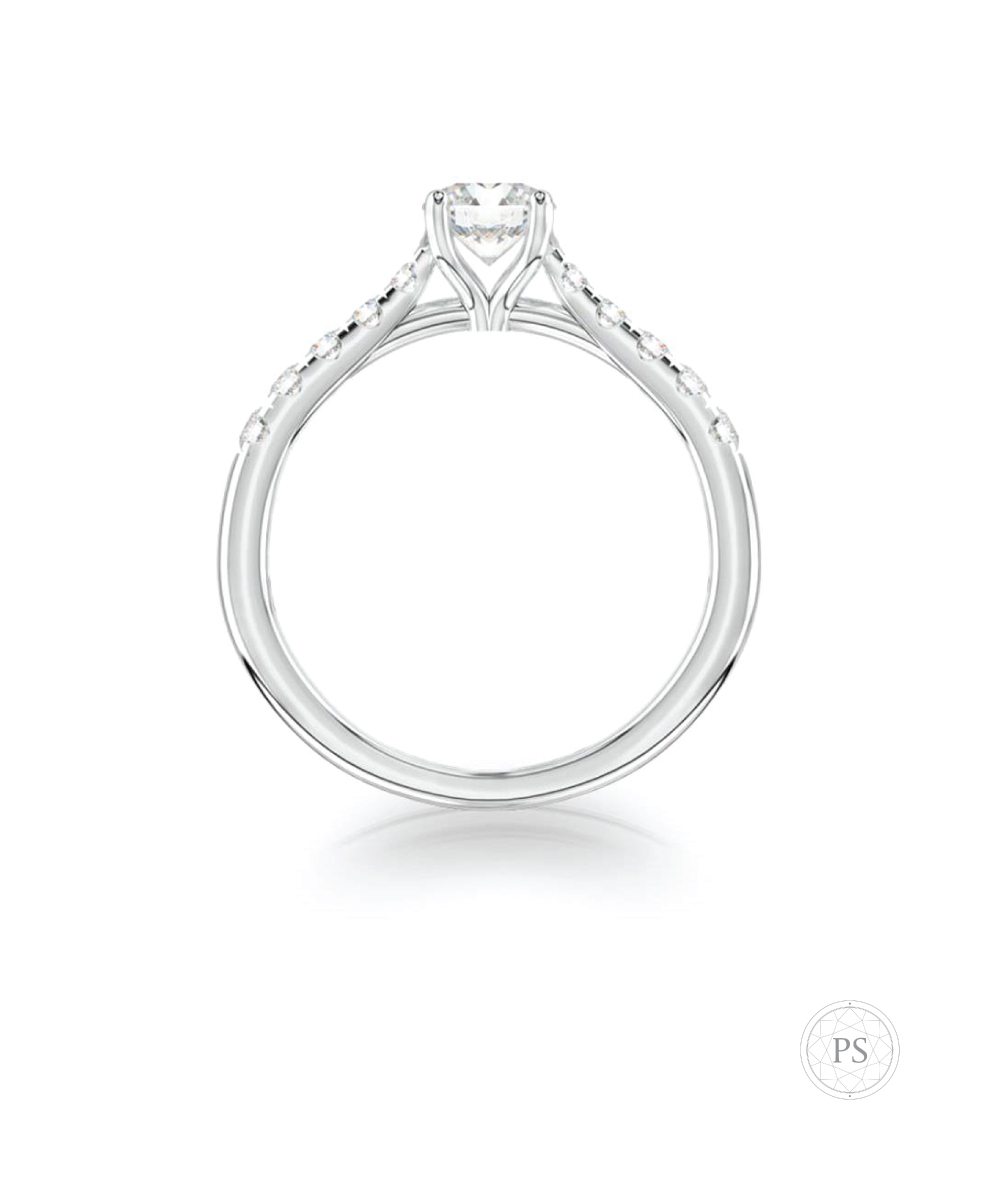 Platinum Round Brilliant Diamond Scallop Solitaire Ring