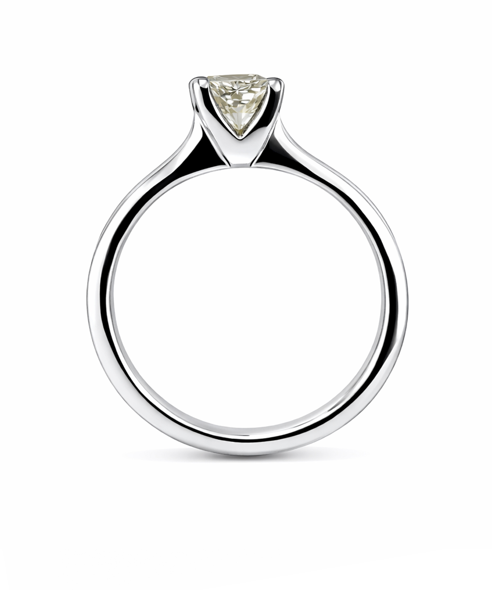 Princess Cut Corner Claw Solitaire Engagement Ring - Side Detail