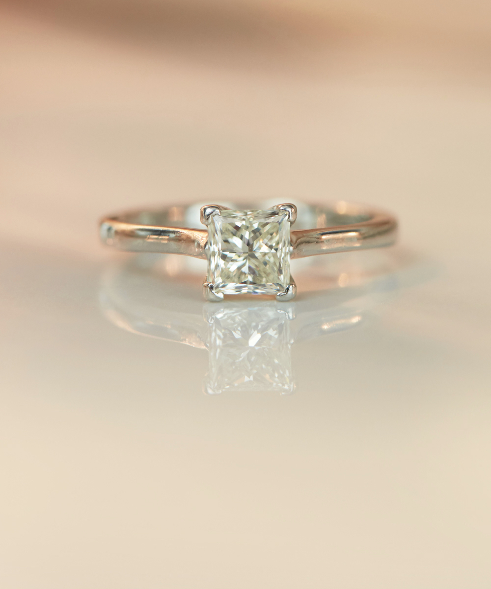 Princess Cut Corner Claw Solitaire Engagement Ring