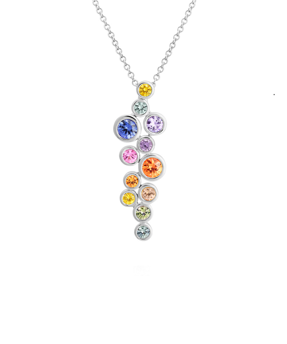 Rainbow Sapphire Bubble Necklace