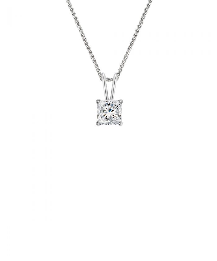 Split Bale Princess Cut Diamond Pendant