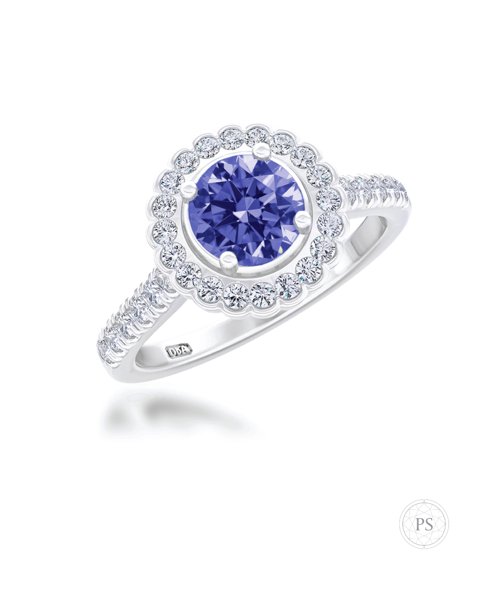 Tanzanite & Diamond Halo Cocktail Ring