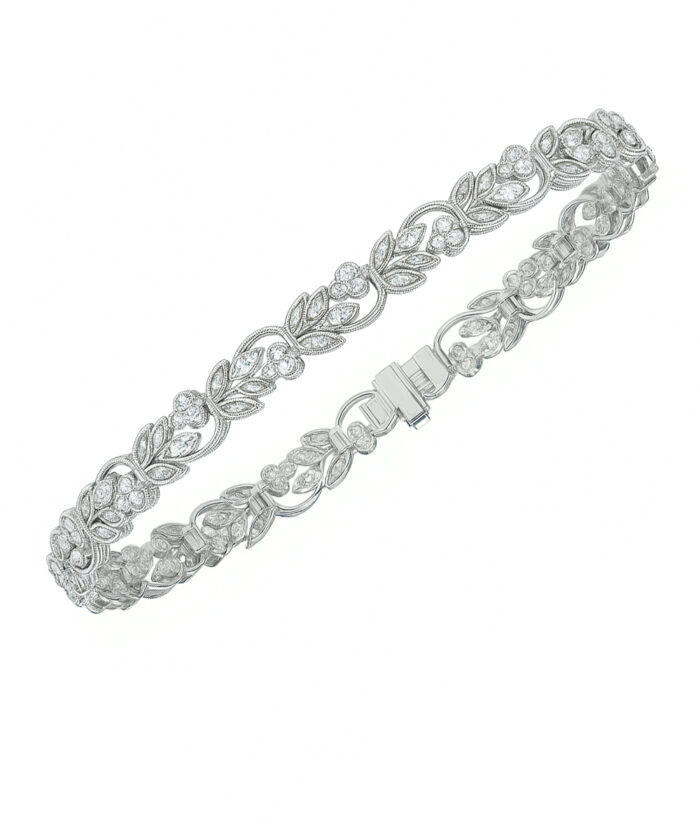 Ungar Ungar Diamond Set Floral Bracelet with Milgrain Detail