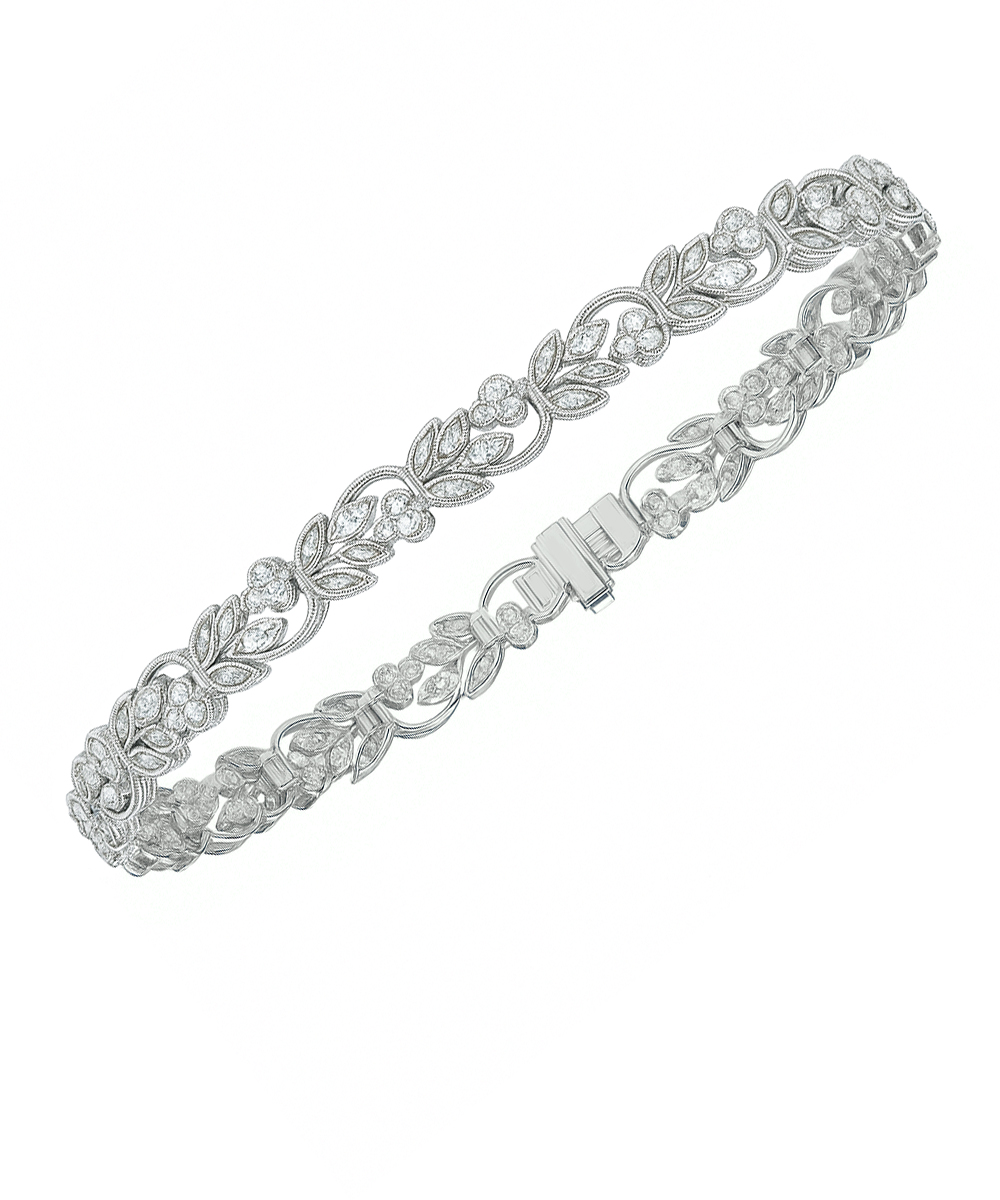 Ungar Ungar Diamond Set Floral Bracelet with Milgrain Detail