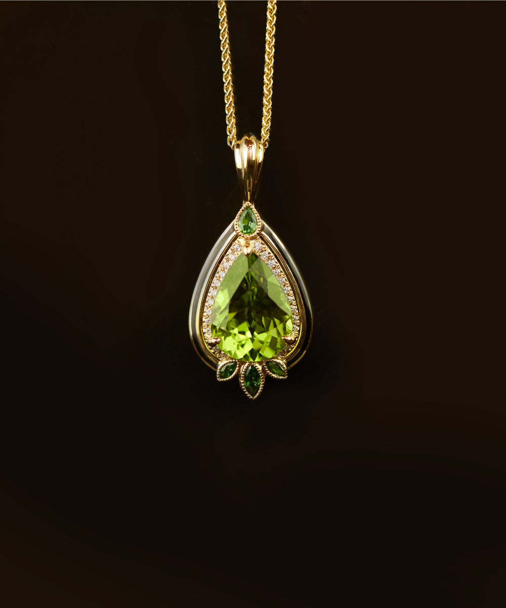 Ungar & Ungar Peridot Diamond Teardrop Pendant