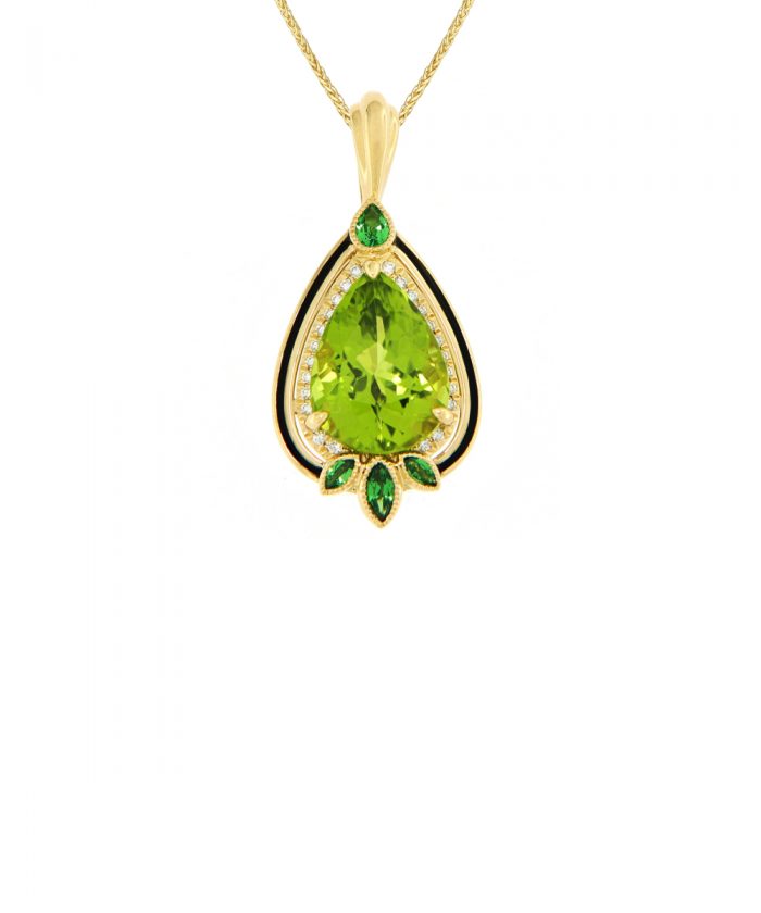 Ungar & Ungar Peridot Diamond Teardrop Pendant