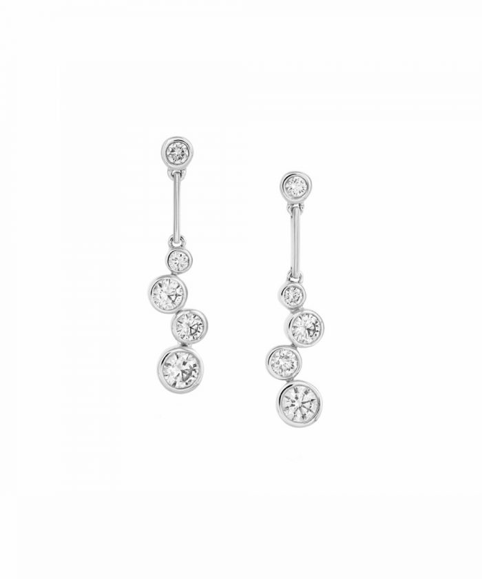 White Gold Cascade Diamond Drop Earrings