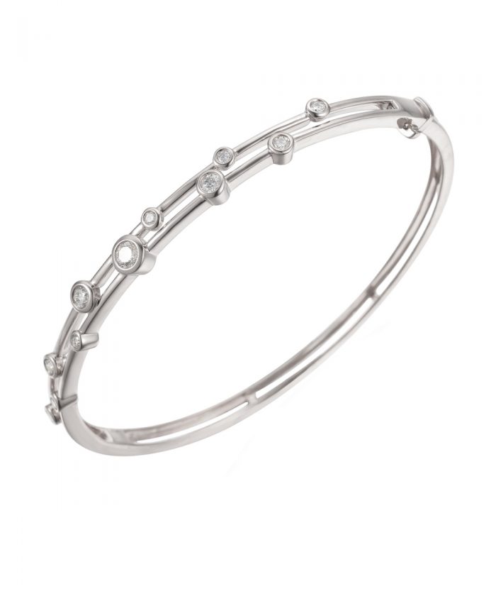 White Gold Diamond Cascade Bangle