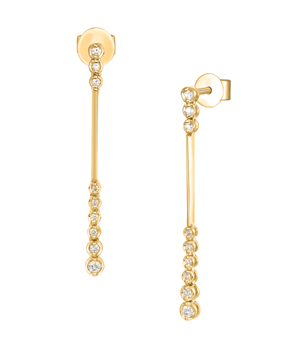 Yellow Gold Diamond Dot Drop Earrings