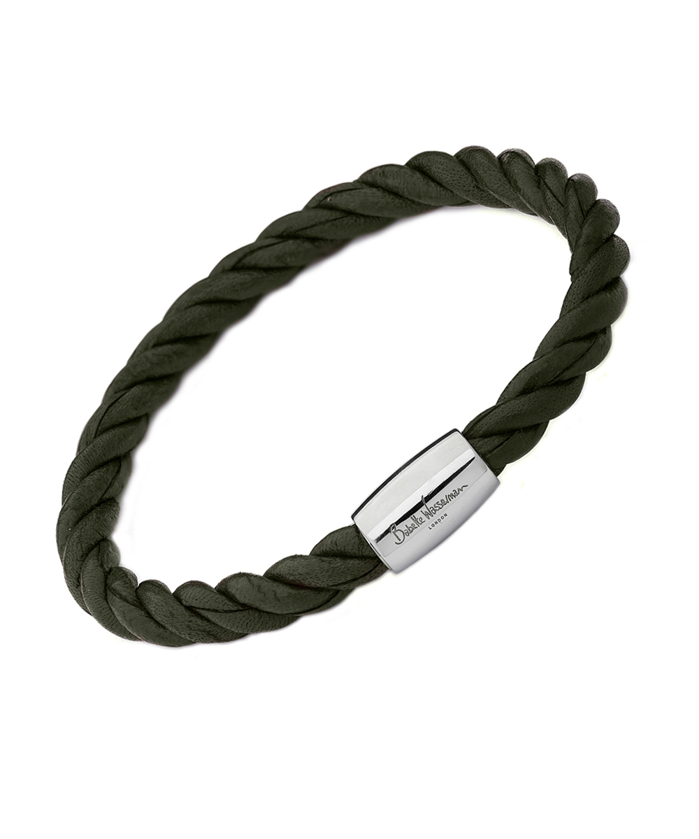 Babette Wasserman Green Twist Leather Bracelet