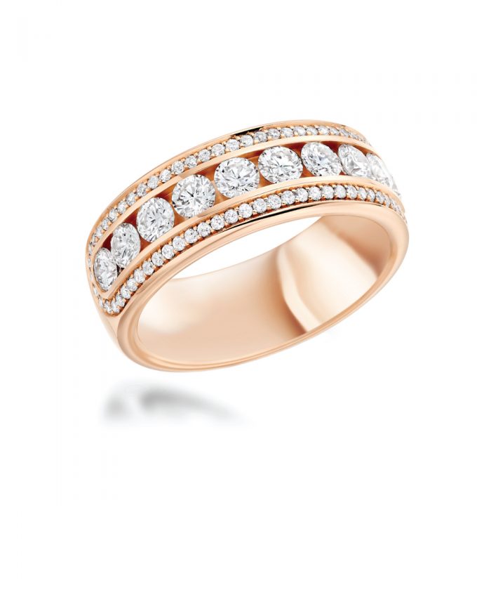 Rose Gold Diamond Three Row Cocktail Ring