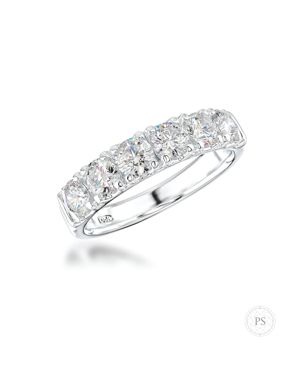 1.13ct Platinum Scallop Set Diamond Wedding Band