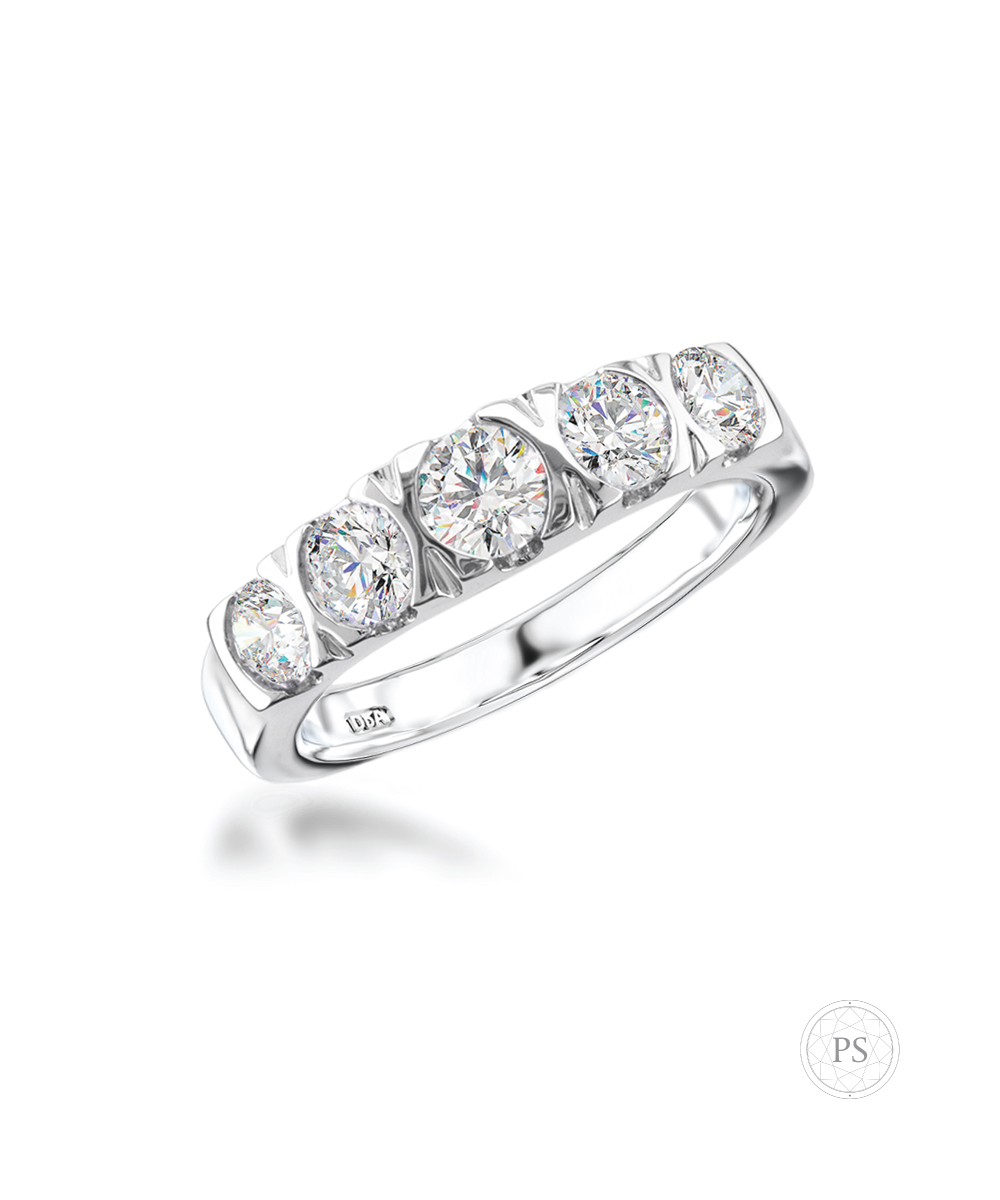 1.20ct Platinum Bar Set Graduated Diamond Eternity Band