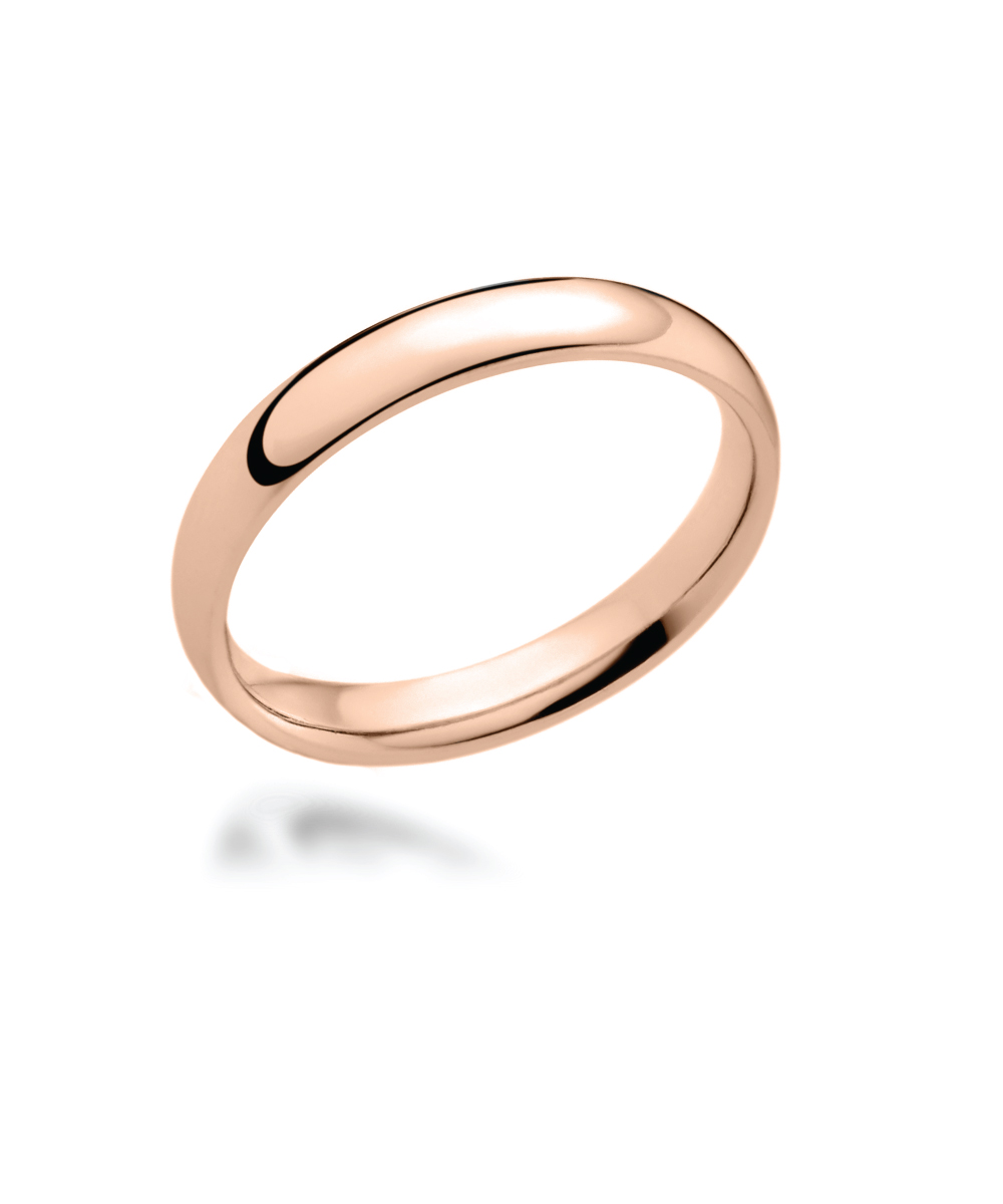 3mm 18ct Rose Gold Court Shaped Wedding Band