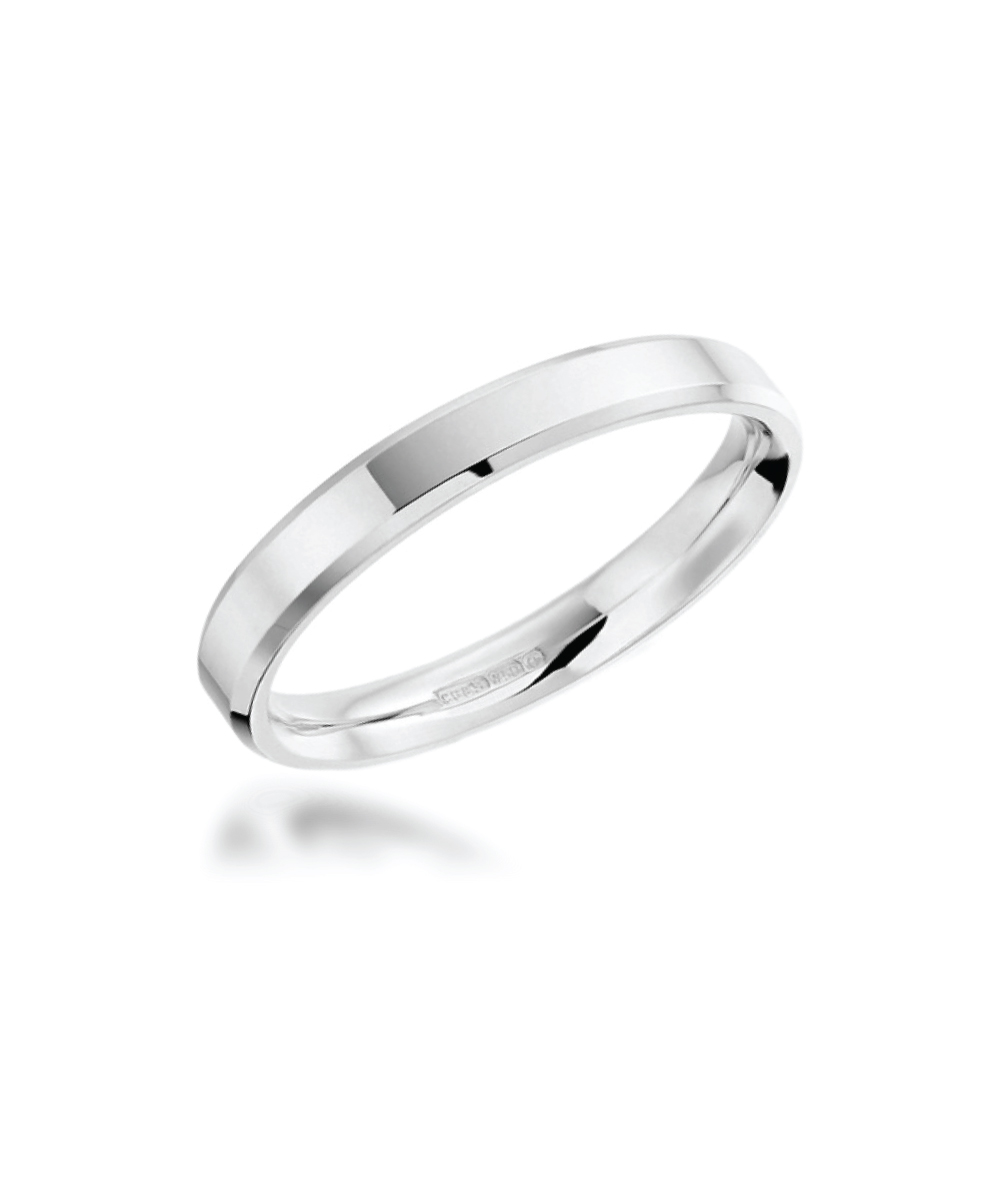 3mm Platinum Bevelled Edge Wedding Band