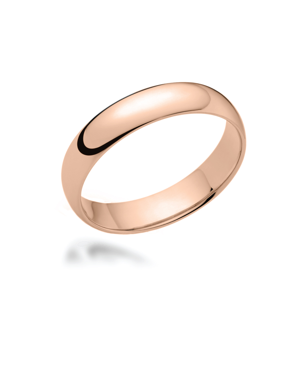 4mm 18ct Rose Gold Court Shaped Wedding Band