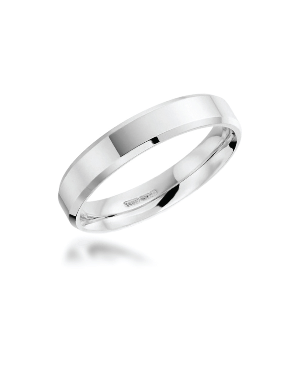 4mm Platinum Bevelled Edge Wedding Band